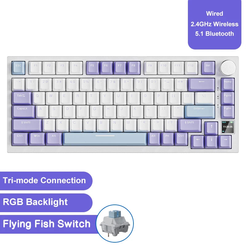 Teclado Mecânico Sem Fio AJAZZ AK820/Pro Bluetooth 5.1 2.4G USB-C Com Fio Hot Swappable RGB para Jogos com Montagem Gasket