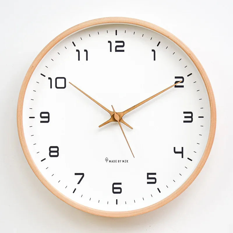 Relógio de parede de madeira estilo europeu nórdico design moderno nordic minimalista madeira mudo relógio de parede sala estar cozinha decoração casa