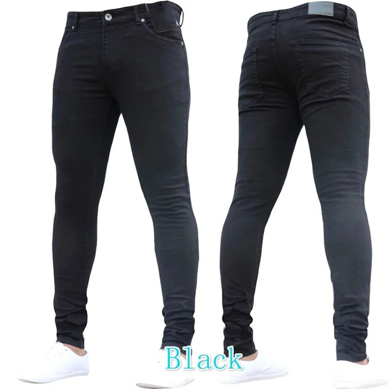 2024 calças de brim masculinas bolsos sólidos estiramento denim calças retas primavera verão negócios calças casuais diário streetwear roupas masculinas