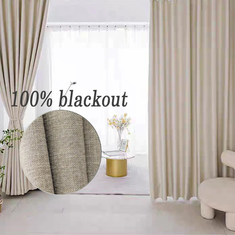 Asazal linho cortinas blackout para sala de estar quarto alta qualidade completa sombreamento decoração luxo moderno cortinas janela opaca
