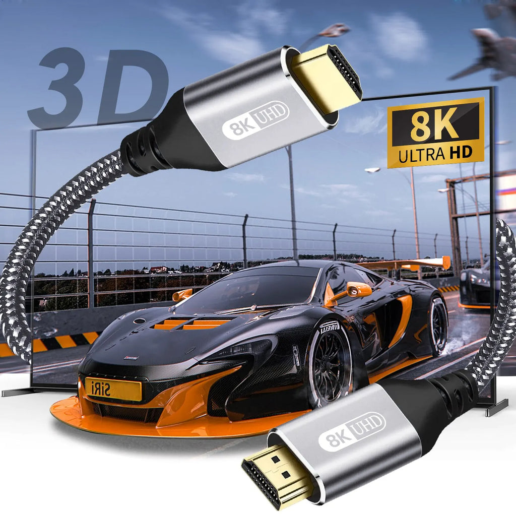 Cabo HDMI 2.1 Cabo HDMI 8K 60Hz 4K 120Hz 48Gbps EARC ARC HDCP Ultra High Speed HDR para HD TV Laptop Projetor PS4 PS5