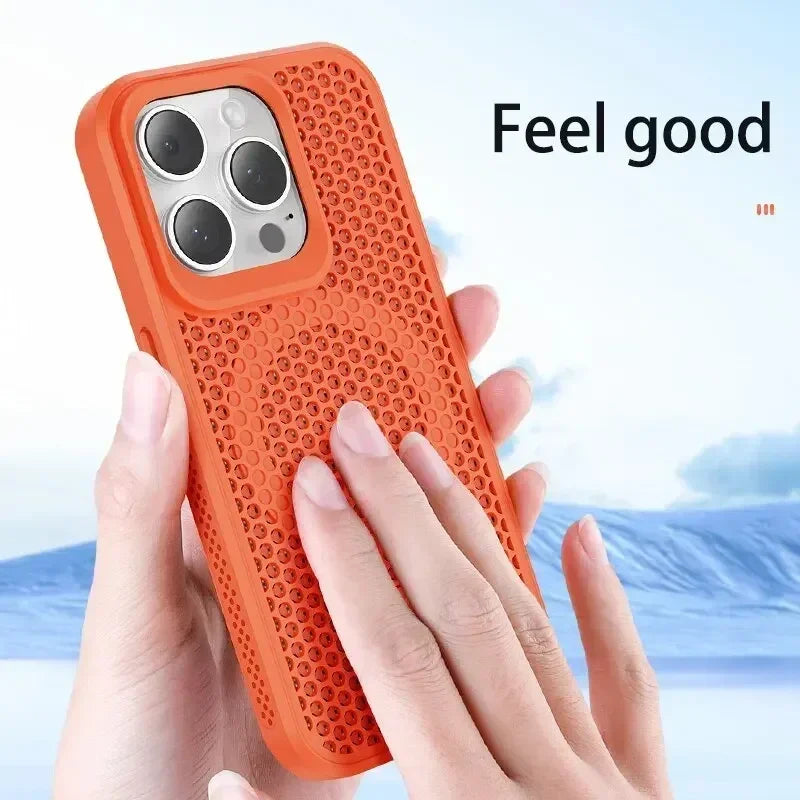 Capa de telefone com dissipação de calor para iphone 17 16 15 14 13 12 11 pro max plus respirável capa magnética traseira dura para magsafe