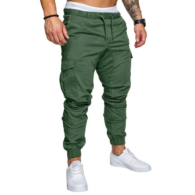 Calças masculinas finas moda casual jogger calças 2020 streetwear calças de carga multi-bolsos calças de fitness ginásios moletom dos homens