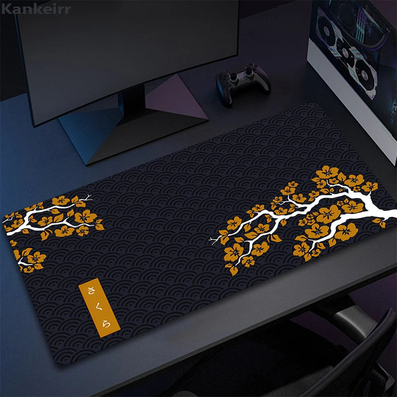 Grande Roxo Sakura Mouse Pad, Escritório Mousepad, PC Gamer Mousepad, Tapete de Mesa Kawaii, Tapetes De Teclado De Borracha, Presentes, 900x400