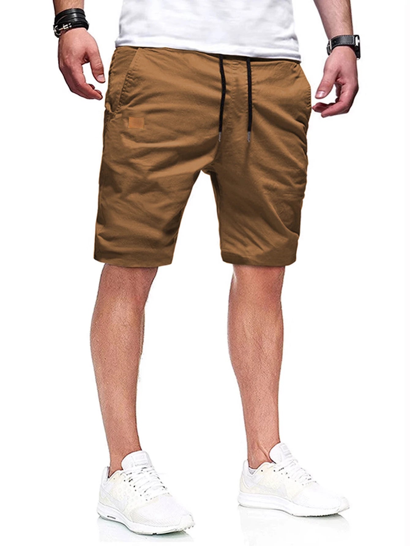Novo verão masculino casual curto, bermuda, fitness jogging curto, vintage cintura elástica shorts de carga
