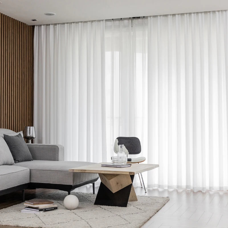 Macio branco voile sheer cortinas para sala de estar janela cor sólida tule cortina para o quarto casamento decoração casa personalizar
