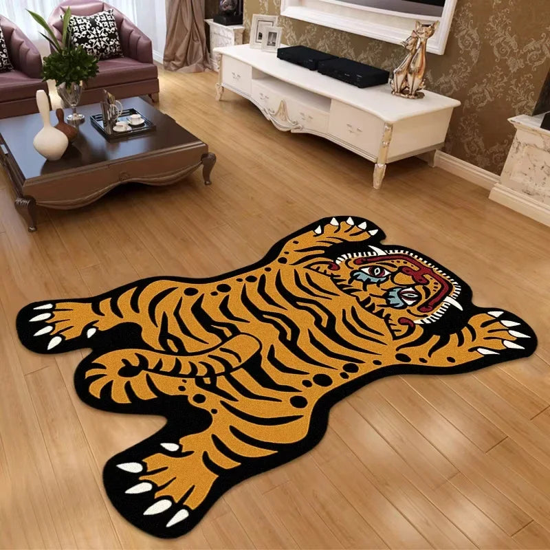 Vikama cartoon tigre tapete-durável e fácil de limpar decoração de casa sala de estar sofá mesa de café tapete de cabeceira para o quarto