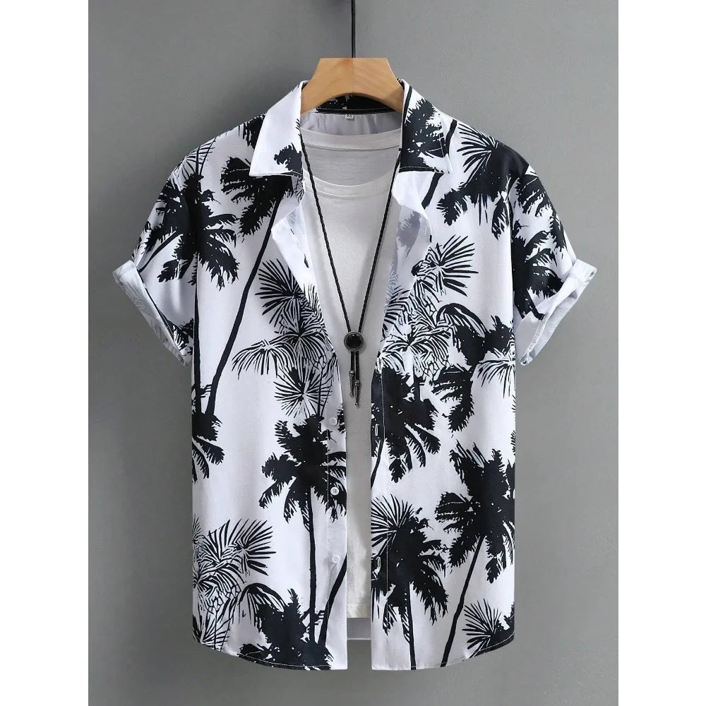Camisa havaiana homem impressão casual fina praia magro moda camisa de alta qualidade luxo preto social vintage engraçado roupas grandes dimensões