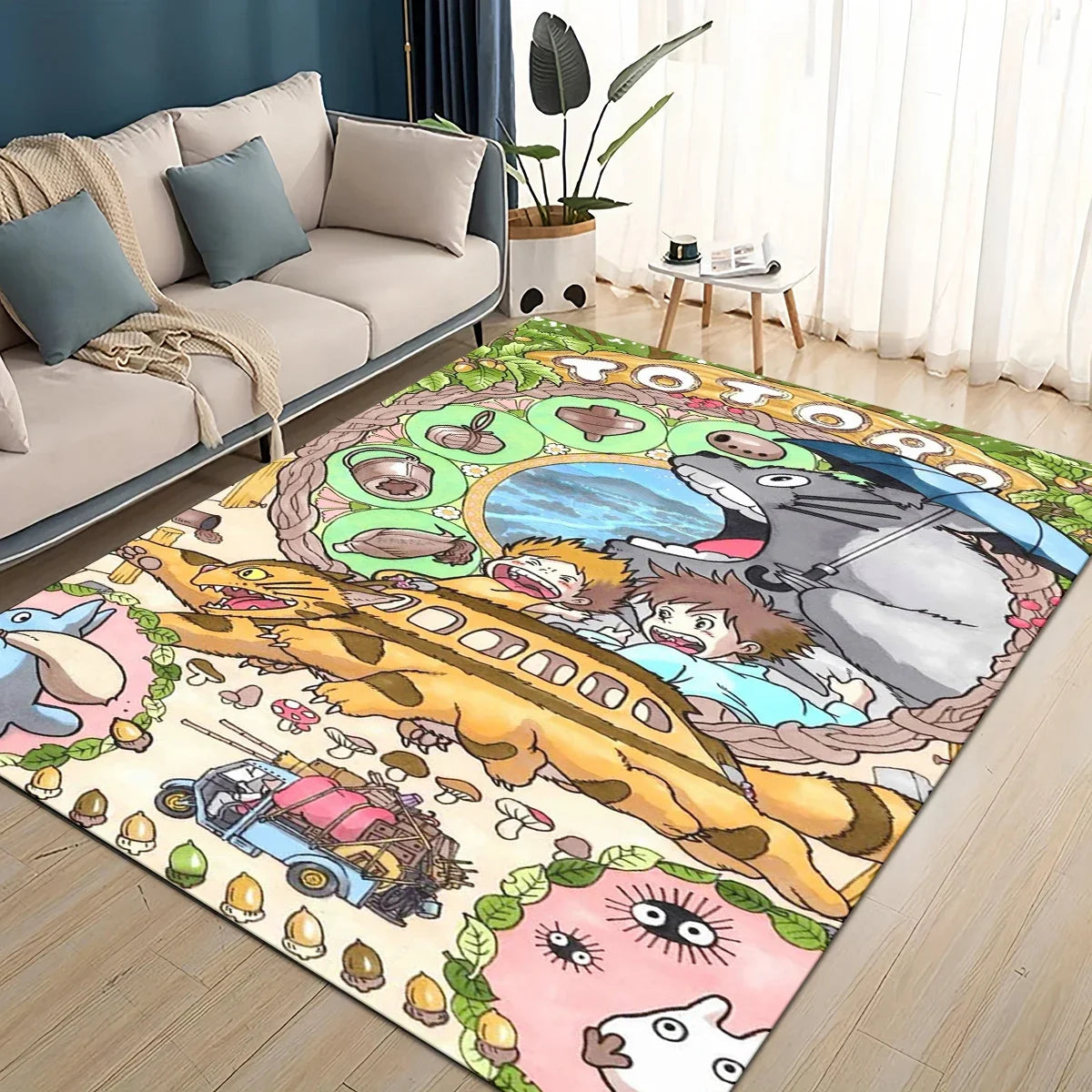 Tapete 3D T-Totoros para Sala de Estar, Quarto Infantil, Sofá, Decoração, Tapete Antiderrapante para Brincadeiras das Crianças