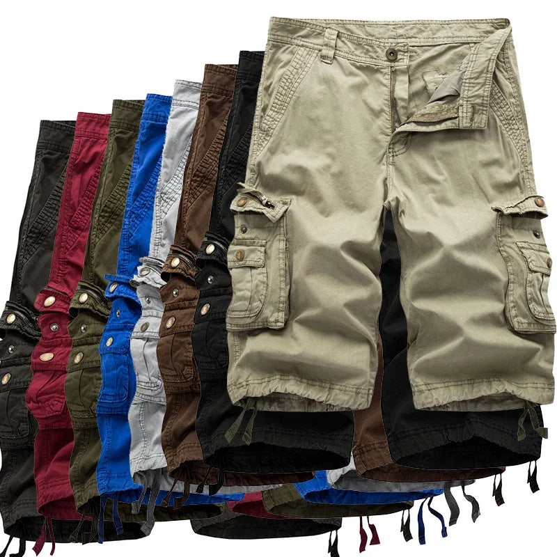 Calções de carga de algodão dos homens verão militar do exército tático homme shorts masculino casual streetwear multi-bolso carga shorts