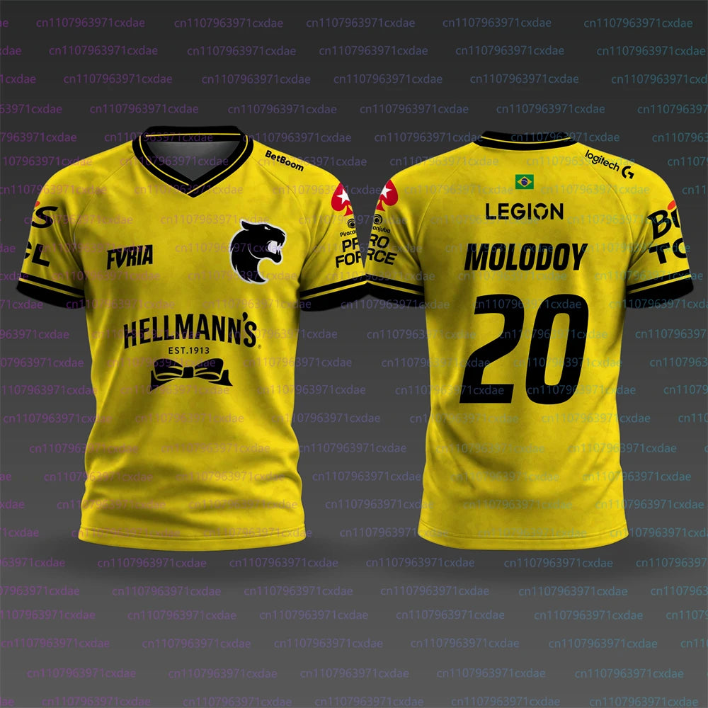 Camiseta Masculina de E-sports Popular 2026, Camisa de Treino Furia Team CS2, Uniforme Masculino com Estampa 3D, Camisetas de Manga Curta Fallen