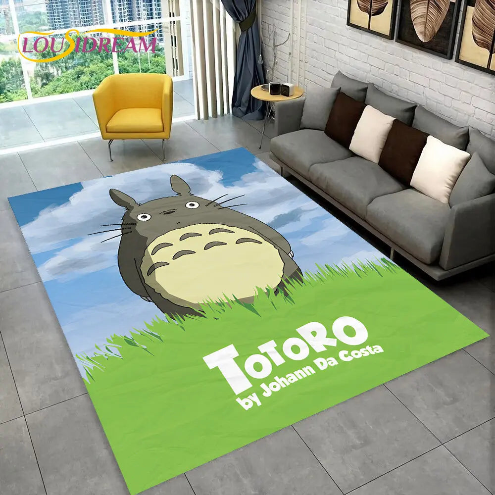 Tapete de Área 3D Antiderrapante Infantil com Desenho Animado O Meu Vizinho Totoro, para Sala de Estar, Quarto, Sofá e Decoração de Porta