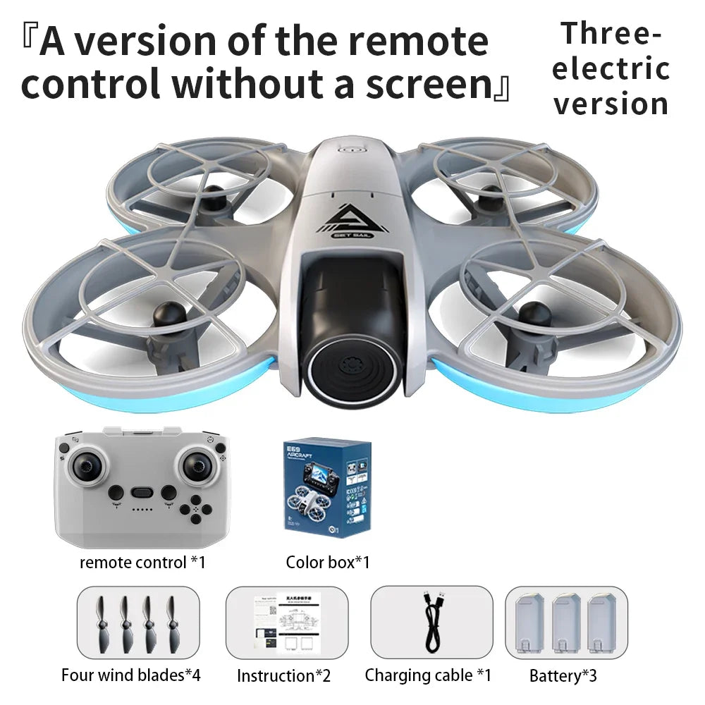 E69 mini drone câmera hd para evitar obstáculos fotografia aérea sem escova câmera dupla profissional com tela quadcopter