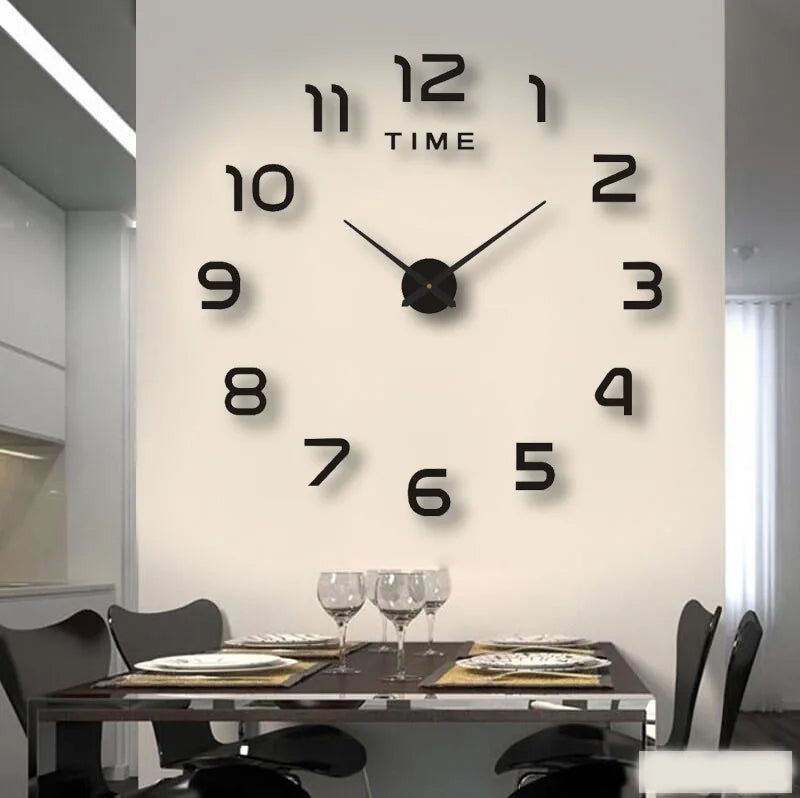 Relógio de Parede Grande com Design Moderno 2026, Relógios de Quartzo 3D DIY, Adesivos de Espelho Acrílico, Decoração para Sala de Estar