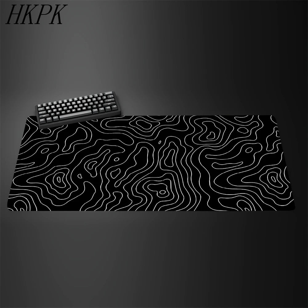 Grande tapete de mouse preto e branco mousepad jogos mousepads de borracha teclado tapetes abstrato mesa strata líquido escritório mouse pads