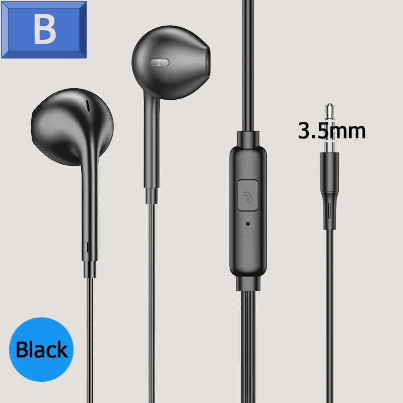 Fones de ouvido intra-auriculares com fio de 3,5 mm Fones de ouvido com fio com microfone Fones de ouvido estéreo esportivos MP3