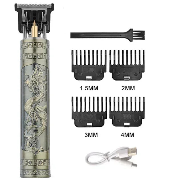 Máquina de Cortar Cabelo Vintage com Carregamento USB, Aparador Elétrico Portátil, Barbeador Profissional, Presente para Namorado