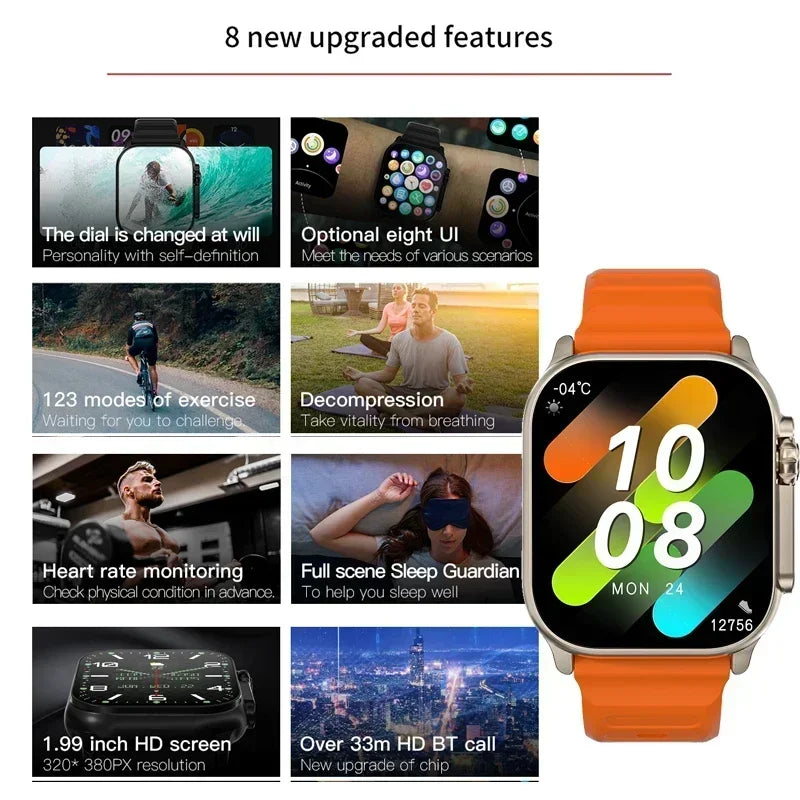 Relógio Inteligente Watch 10 Ultra 49mm 2026 Novo NFC para Homens e Mulheres com GPS, Chamadas Bluetooth, Música, Jogos e Carregamento Sem Fio