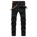 2025 Buraco Denim Calças Maré Marca dos homens Ruined Hole Jeans Sólido Slim All-match High Street Hip Hop Calças Vermelho Branco Tamanho Grande