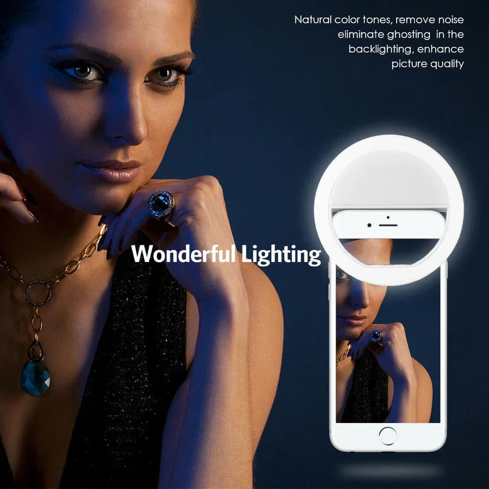 Carga usb led selfie anel de luz lente do telefone móvel led selfie lâmpada anel para telefone selfie luz RingLight