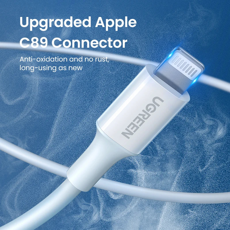 Ugreen mfi usb para cabo relâmpago para iphone 14 13 12 pro max 2.4a carregamento rápido para iphone para ipad telefone dados usb um cabo