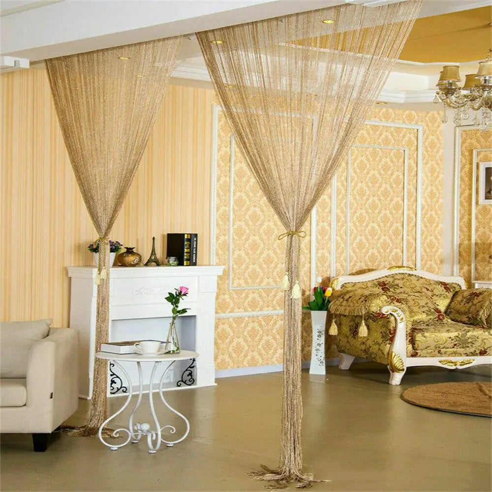 Borla Janela Cortinas para Porta, Painel Brilhante, Pendurado cortinas frisadas, Glitter String, Porta Fly Screen, Decoração do partido, 2 m x 1m