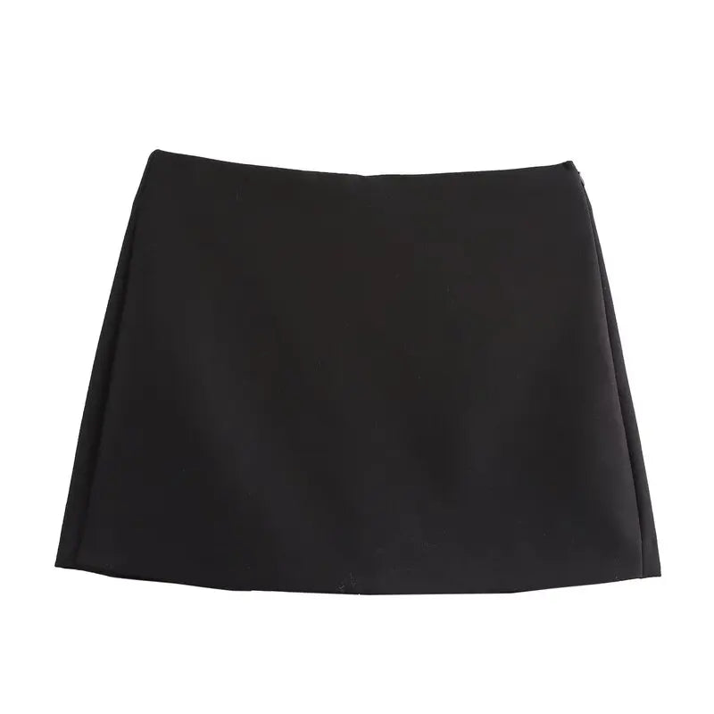 Saia-Calça Feminina Casual Elástica Confortável de Cintura Média Versátil 2024 Nova Chegada Outono Moda Saia Curta