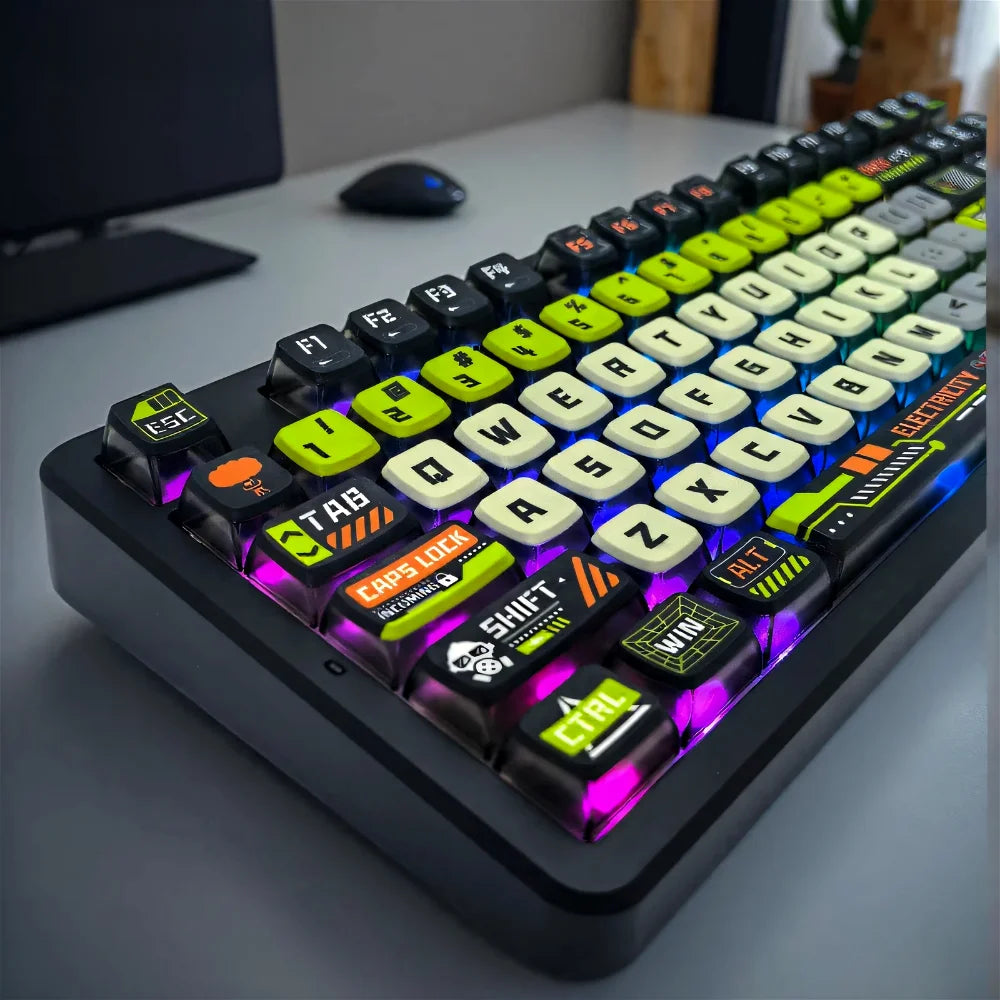 Doomsday Crossing Keycaps personalizados 125 teclas PBT + PC SAX Quad Translúcido Pudding Keycaps para MX Switch Teclados mecânicos