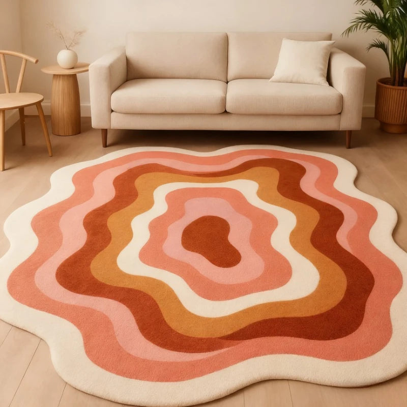 Estilo moderno decoração do quarto tapete irregular grande área para sala de estar engrossado pelúcia gradiente tapete fofo macio