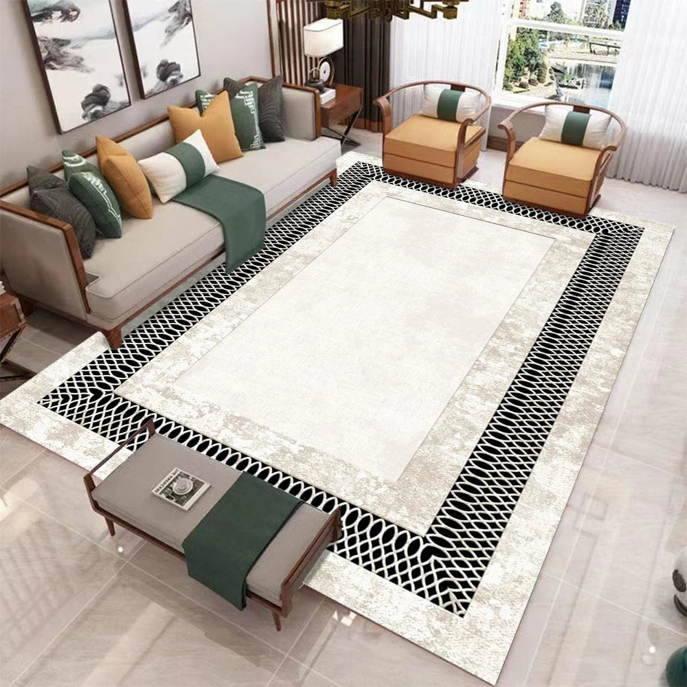 Tapetes geométricos nórdicos de luxo, sala de estar, para quarto, sofá, mesa ao lado de grande área, decoração de casa, tapete