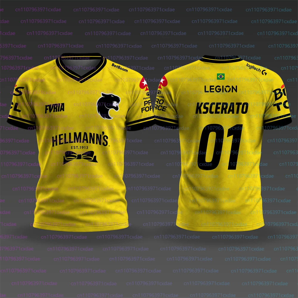 Camiseta Masculina de E-sports Popular 2026, Camisa de Treino Furia Team CS2, Uniforme Masculino com Estampa 3D, Camisetas de Manga Curta Fallen