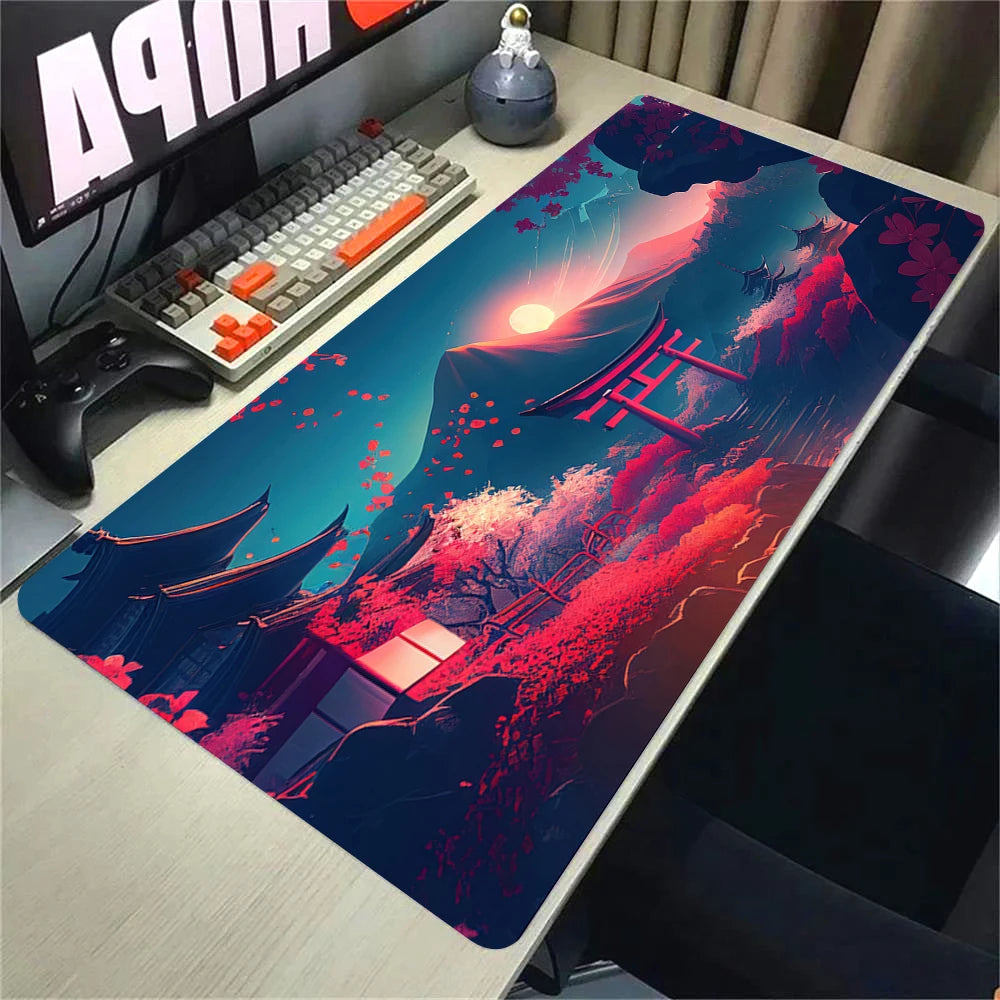 Mouse pad paisagem sakura grande deskmat portátil acessórios do computador mousepad tapetes de borracha anti deslizamento mousepad kawaii playmat