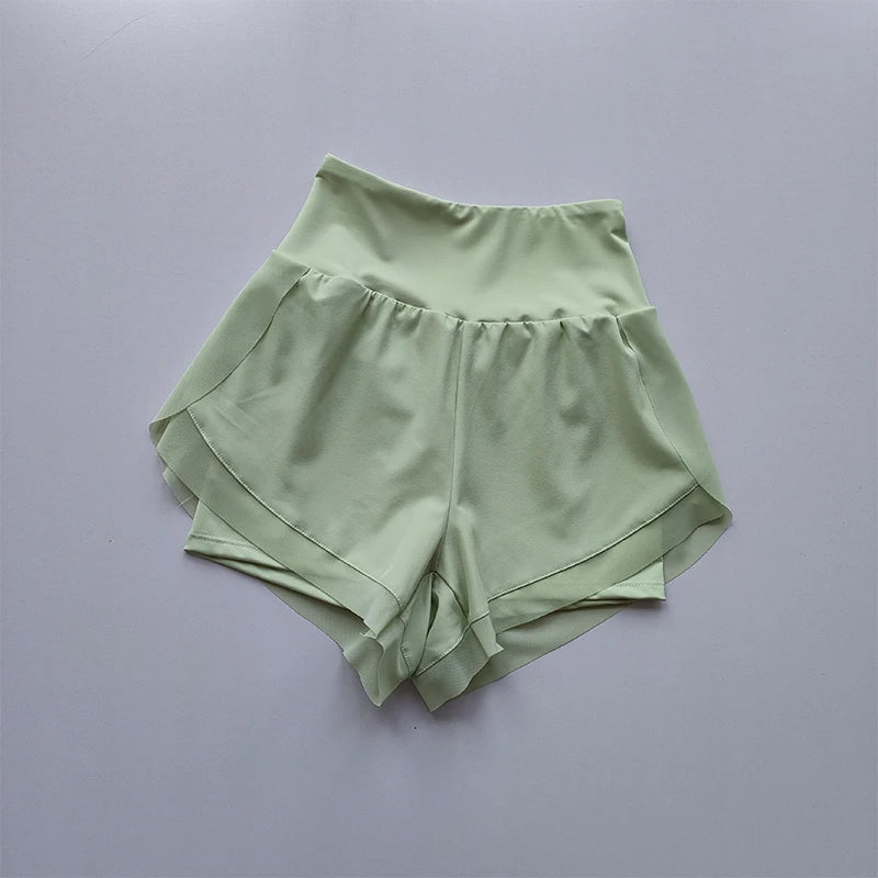 Calções esportivos femininos de verão malha 2 em 1 shorts de yoga de secagem rápida respirável shorts de fitness cintura alta fitness correndo shorts