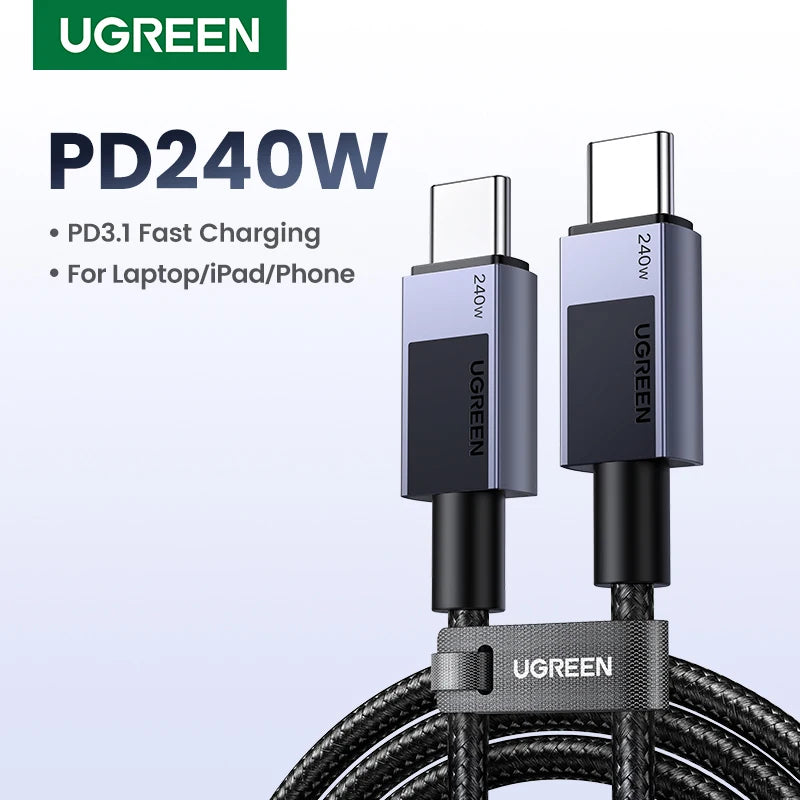 UGREEN PD 240W USB C para USB C Cabo PD3.1 Carga Rápida para MacBook Pro Air Laptop iPhone 17 16 15 Pro Samsung 5A PD Cabo de Carga