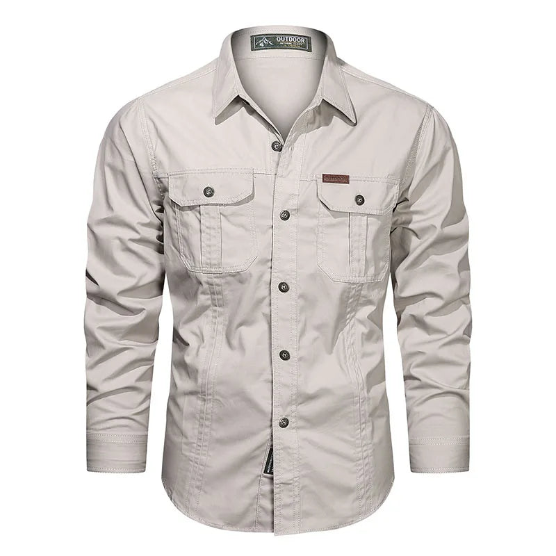 2023 camisa de carga dos homens manga longa camisas casuais algodão alta qualidade camisa militar overshirt roupas marca blusas pretas 5xl