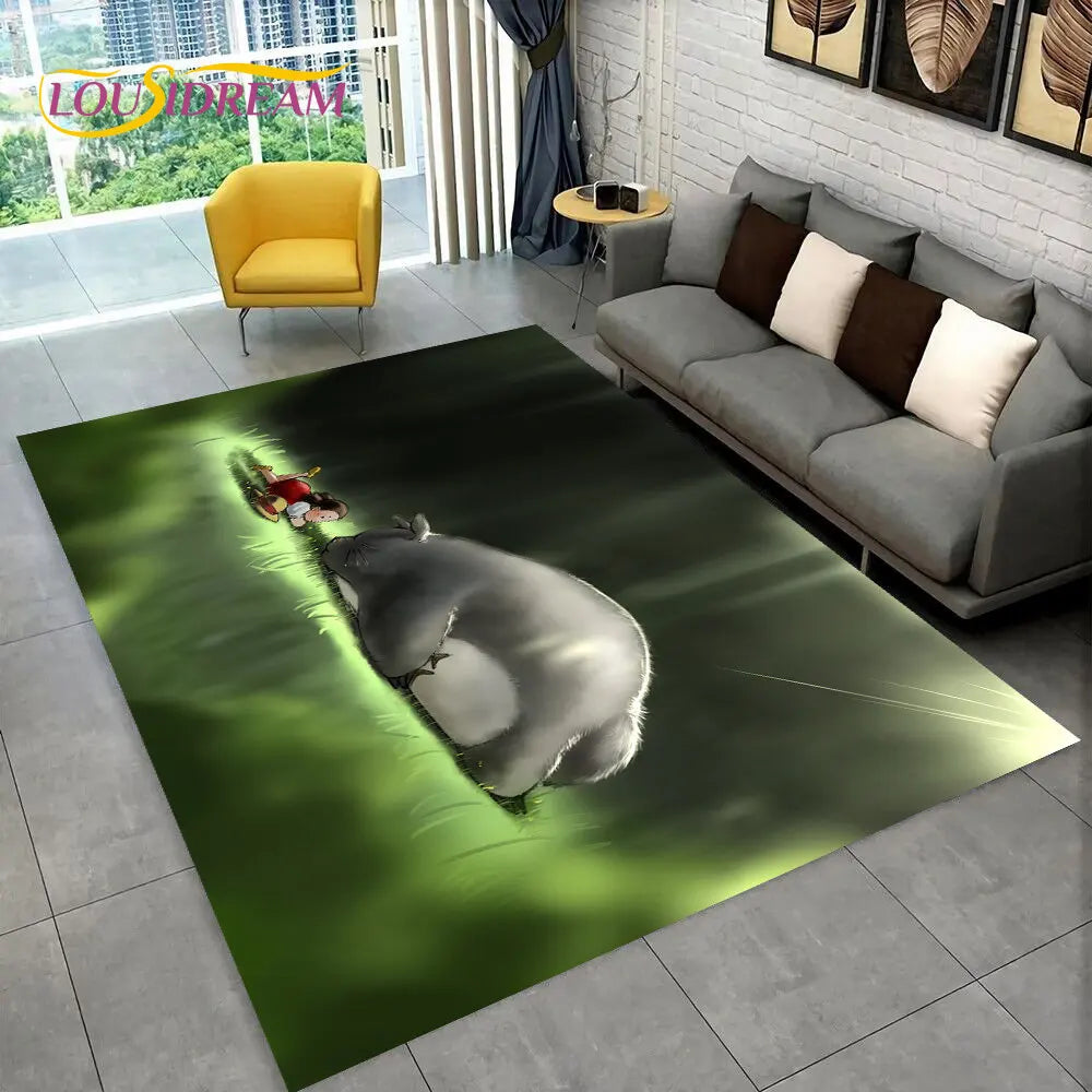 Tapete de Área 3D Antiderrapante Infantil com Desenho Animado O Meu Vizinho Totoro, para Sala de Estar, Quarto, Sofá e Decoração de Porta