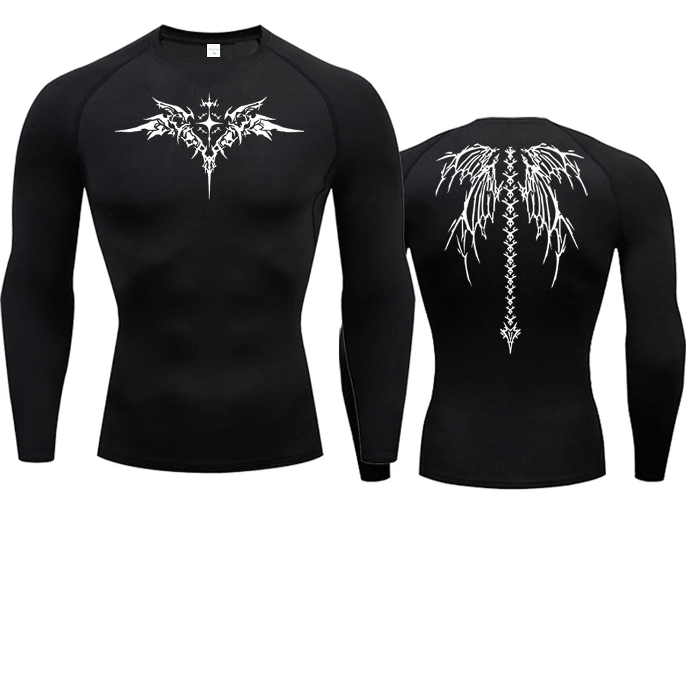 Camiseta de Compressão com Estampa de Anime para Homens, Camiseta de Corrida de Secagem Rápida, Roupas de Fitness, Tops Respiráveis de Manga Curta