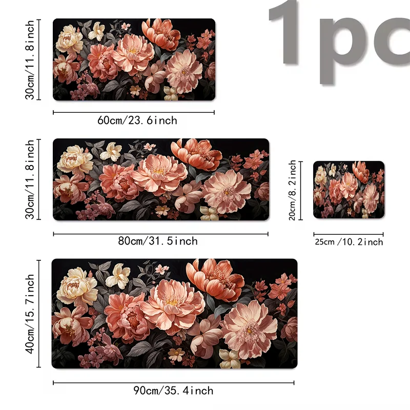 Lindas almofadas florais grande mouse pad para jogos com base de borracha antiderrapante design de costura precisa lavável e durável para uso em escritório