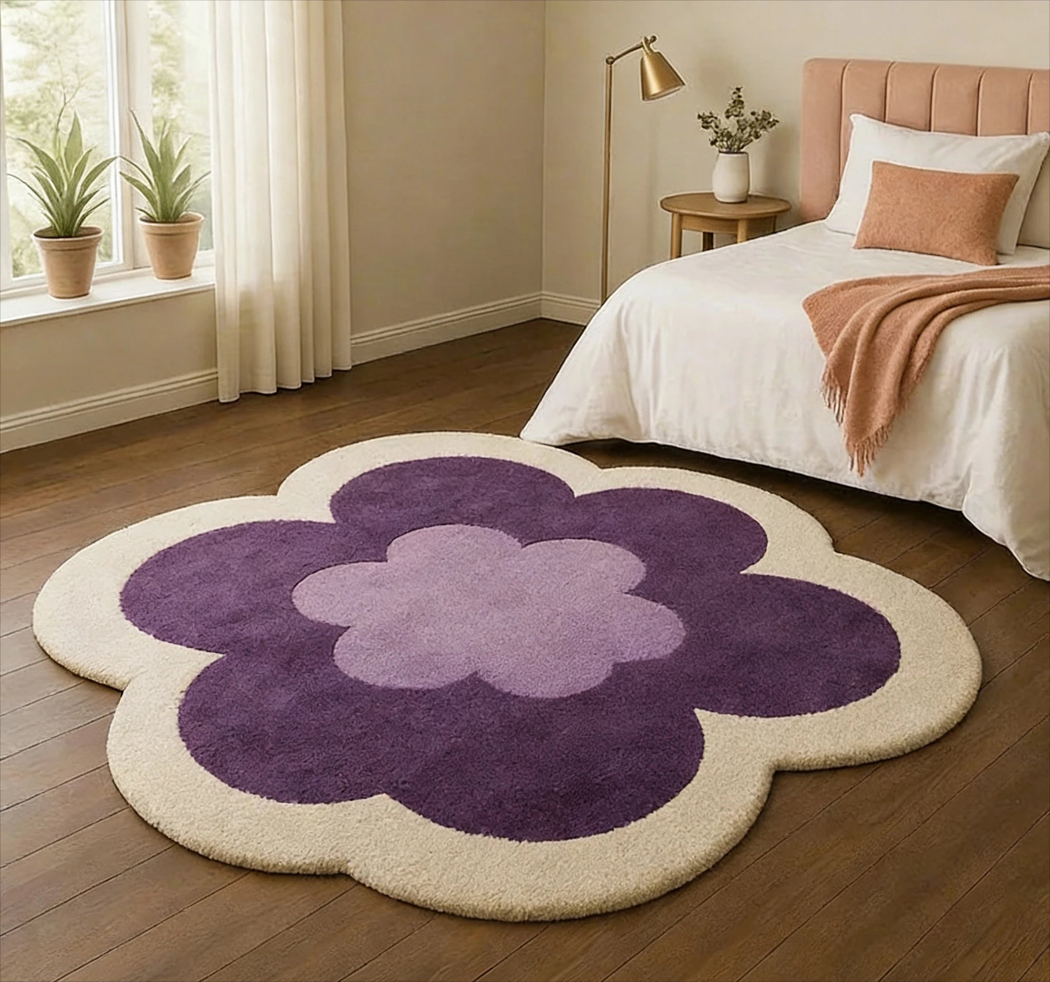 Forma de flor tapetes para sala estar forma irregular decoração do quarto menina tapete engrossado pelúcia cabeceira tapete macio