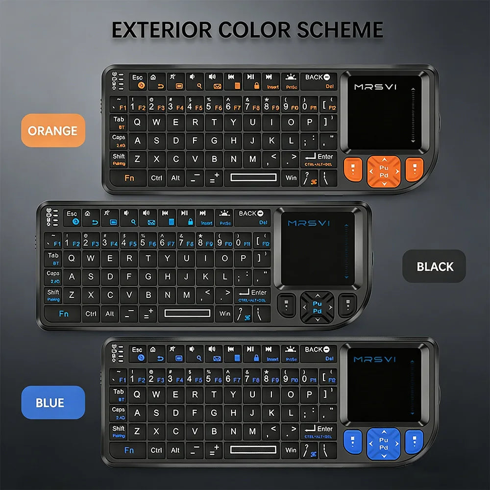 Teclado Mini MRSVI A8 PLUS, Teclado Sem Fio Retroiluminado 2.4GHz&Bluetooth5.0 com Touchpad para Android TV Box, Mac, Laptop, Windows