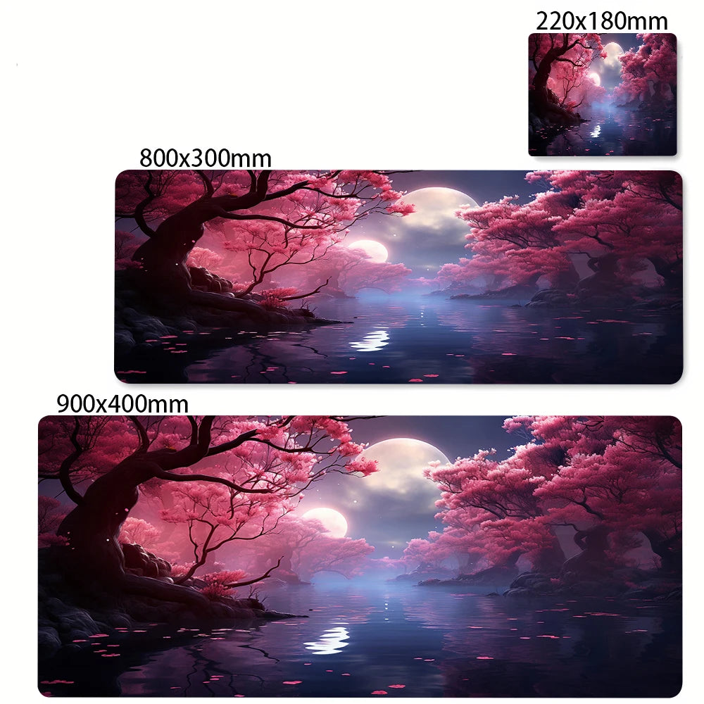 Mouse pad paisagem sakura grande deskmat portátil acessórios do computador mousepad tapetes de borracha anti deslizamento mousepad kawaii playmat