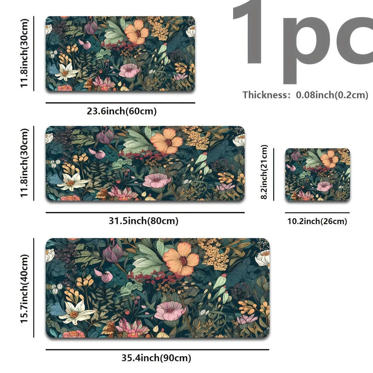 Lindas almofadas florais grande mouse pad para jogos com base de borracha antiderrapante design de costura precisa lavável e durável para uso em escritório