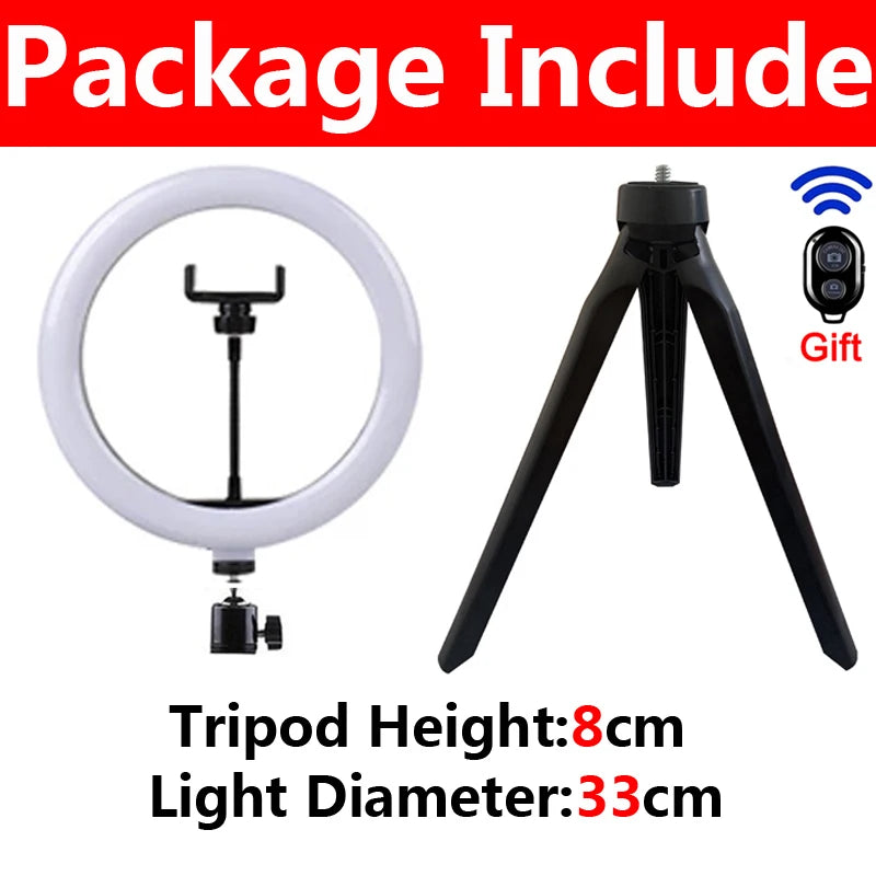 26/33cm led selfie anel de iluminação luz regulável fotográfico selfie anel lâmpada usb controle remoto luz preenchimento para telefone vídeo ao vivo