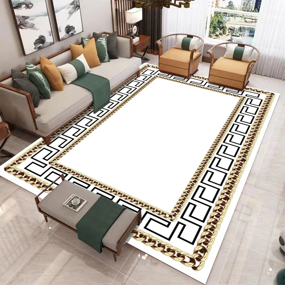 Tapetes geométricos nórdicos de luxo, sala de estar, para quarto, sofá, mesa ao lado de grande área, decoração de casa, tapete