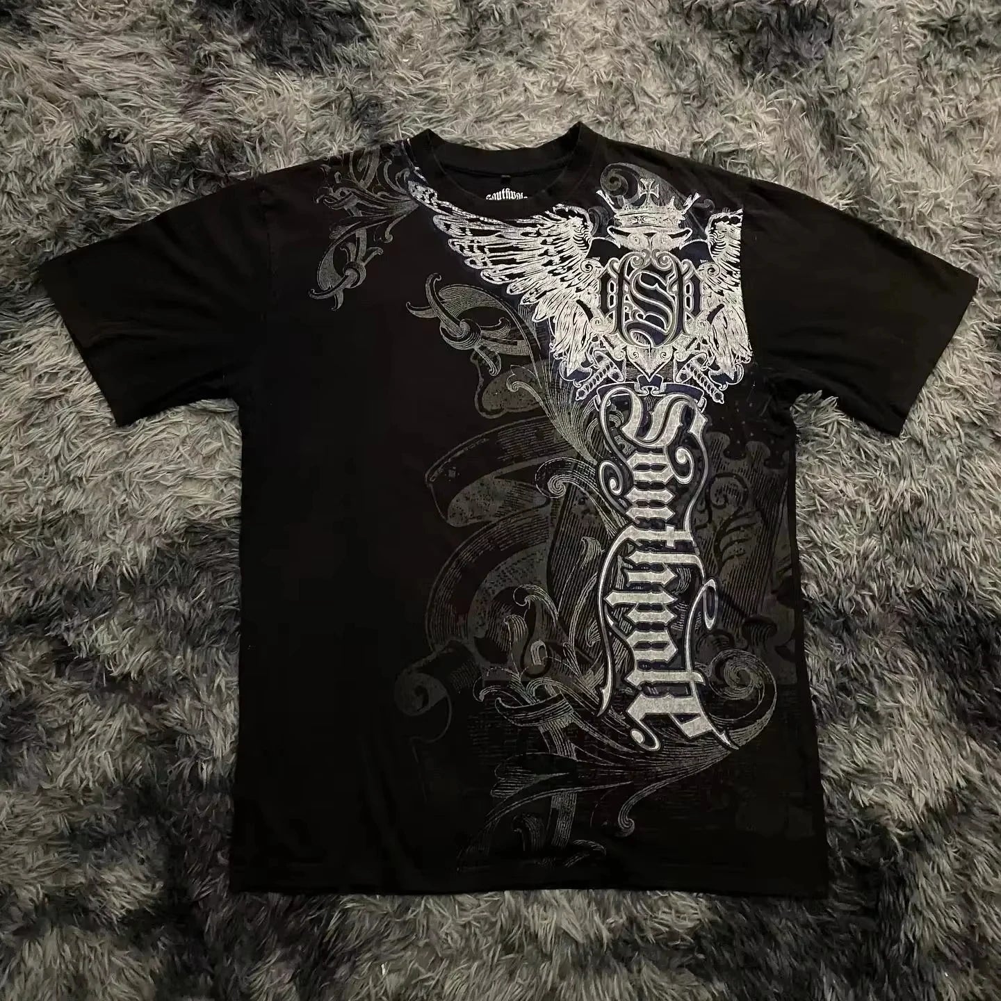 Clássico y2k estilo gótico camiseta impressão oversized t camisa camisas de rua alta gótico em torno do pescoço algodão topos nova camisa das mulheres dos homens