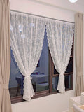 Painel de cortina de bolso com haste transparente de renda floral