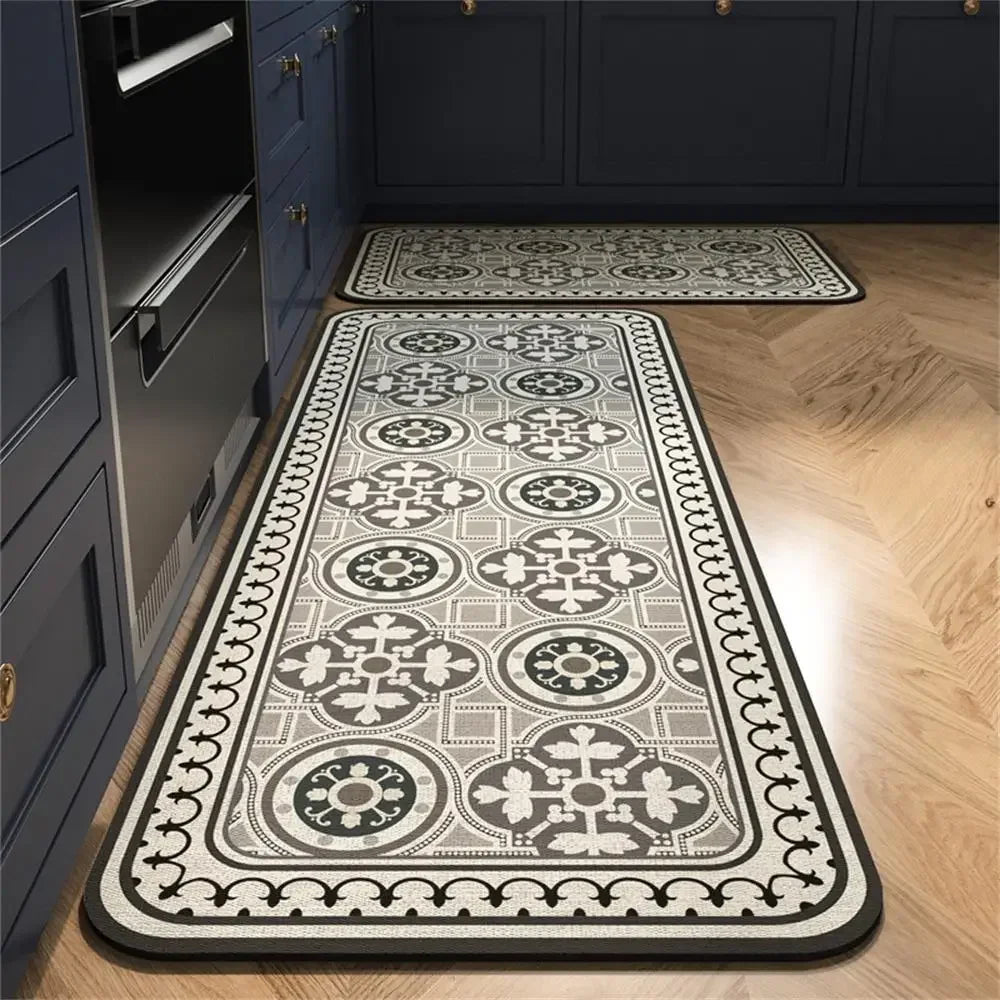 VIKAMA 1/2 peças Tapete Vintage para Cozinha, Sala de Estar, Quarto, Tapete de Corredor Antiderrapante, Capacho de Entrada, Decoração para Casa