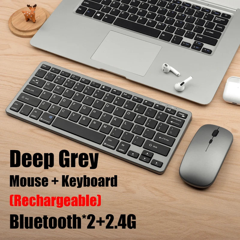 Conjunto de teclado e mouse sem fio 2.4g, bluetooth 5.0, combo de teclado e mouse, 2 modos, mini teclado e mouse para laptop, acessórios para pc