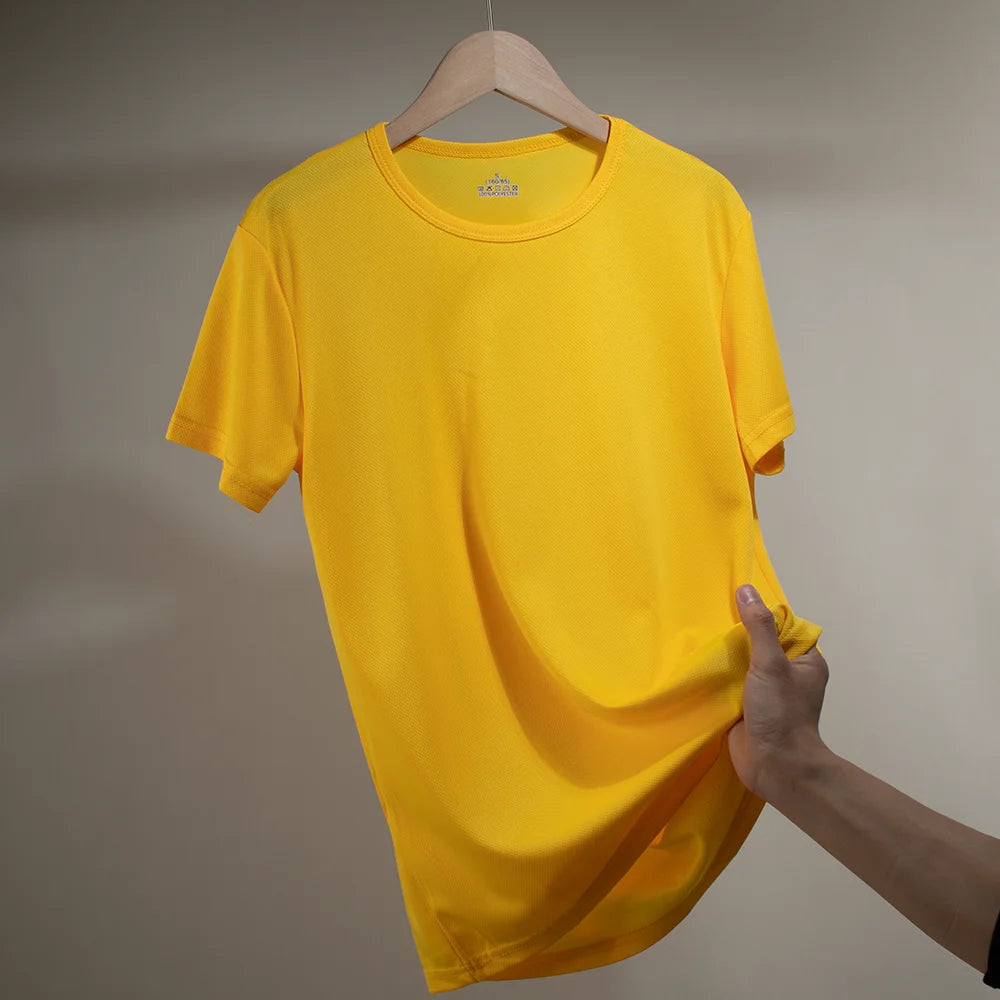 Multicolorido secagem rápida manga curta esporte t camisa ginásio camisas de fitness treinador correndo camiseta masculina respirável roupas esportivas