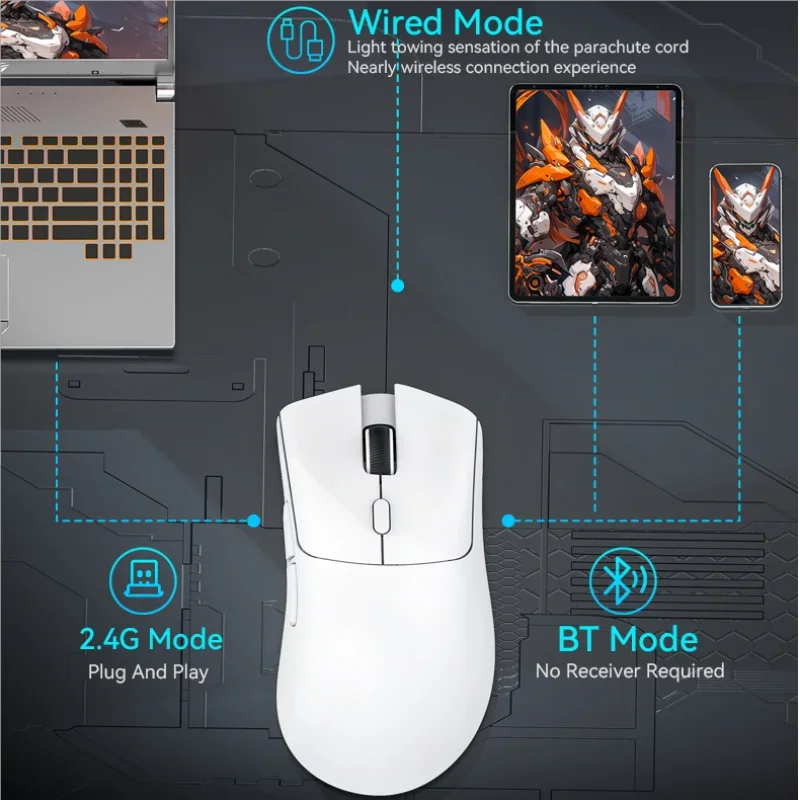 Mouse Bluetooth Attack Shark R1 e fita adesiva R1 PAW3311 1K HZ Macro Gaming Mouse para lactop/pad/pc